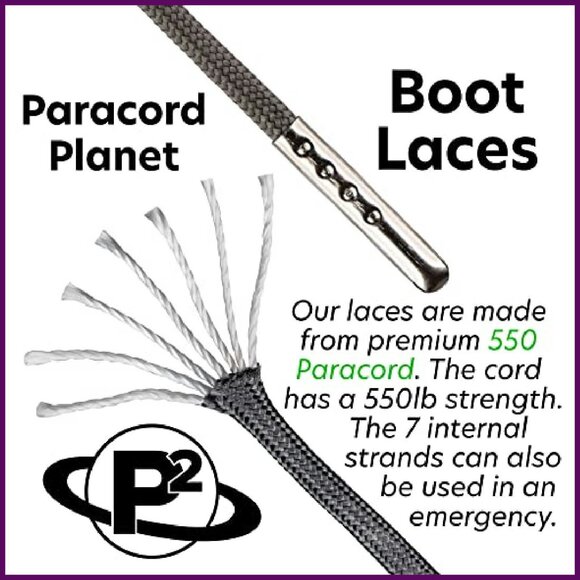 Heavy Duty 550 Paracord Boot Laces - 54" or 72" Work Outdoor Survival - Picture 4 of 6